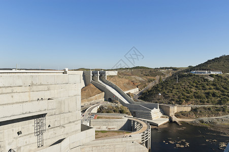 阿尔奎瓦大坝电站植物弹幕水电力量水平活力发电厂高清图片
