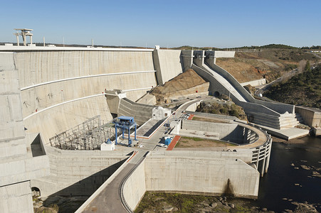 阿尔奎瓦大坝力量电站发电厂活力水平水电植物弹幕高清图片