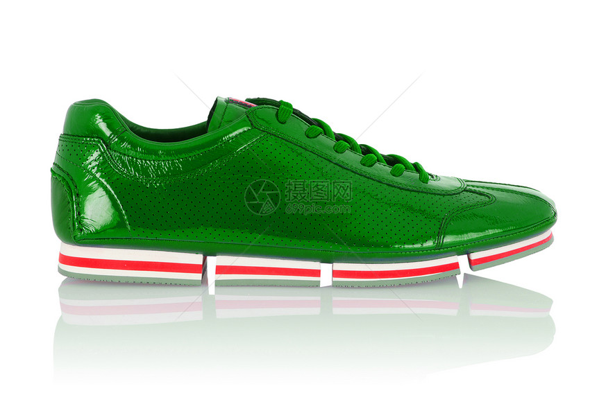 脱白男性运动鞋运动休闲橡皮白色足球绿色靴子跑步活动蕾丝图片