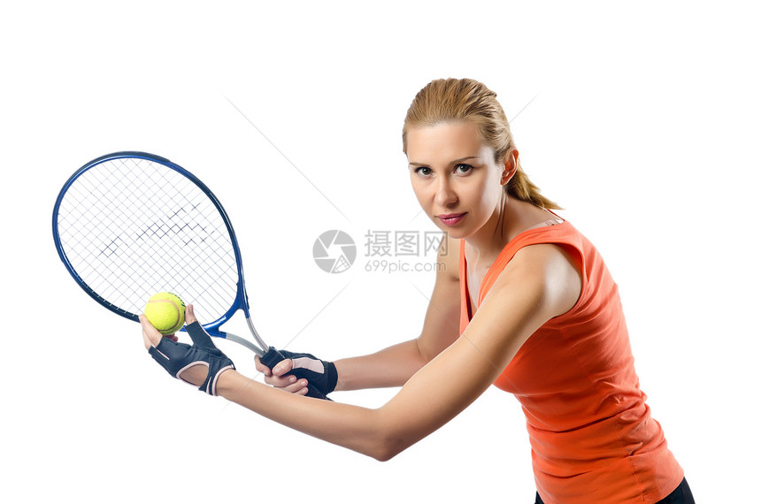 白色的女子网球运动员青少年运动女性闲暇乐趣玩家冒充游戏女士球拍图片