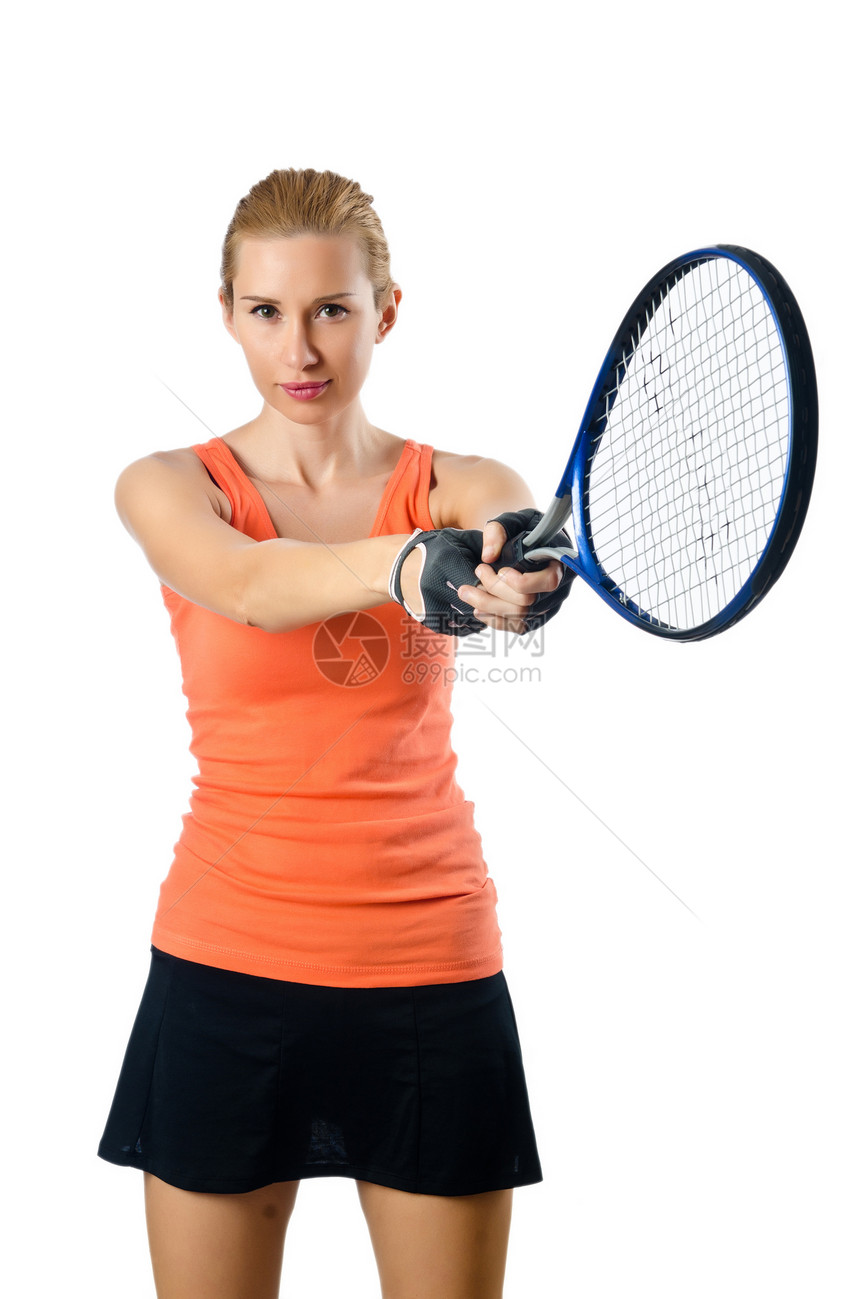 白色的女子网球运动员青年姿势游戏青少年黑发女孩竞赛成人乐趣球拍图片