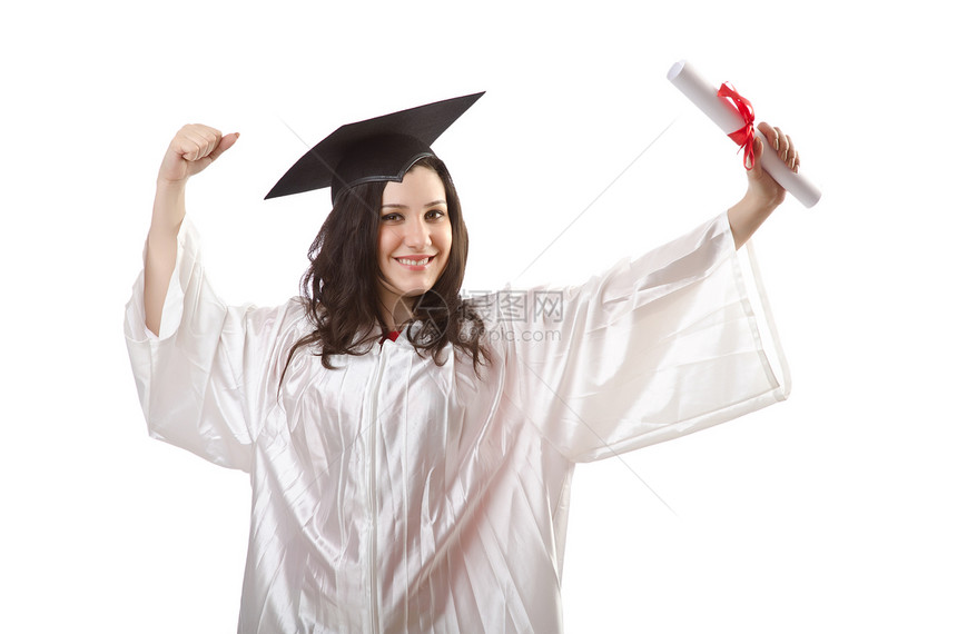 毕业文凭白人庆典流苏教育大学青少年学习喜悦学生女性砂浆图片