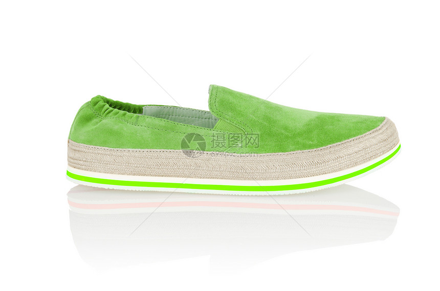 脱白男性运动鞋鞋带皮革绿色培训师运动橡皮跑步衣服活动白色图片
