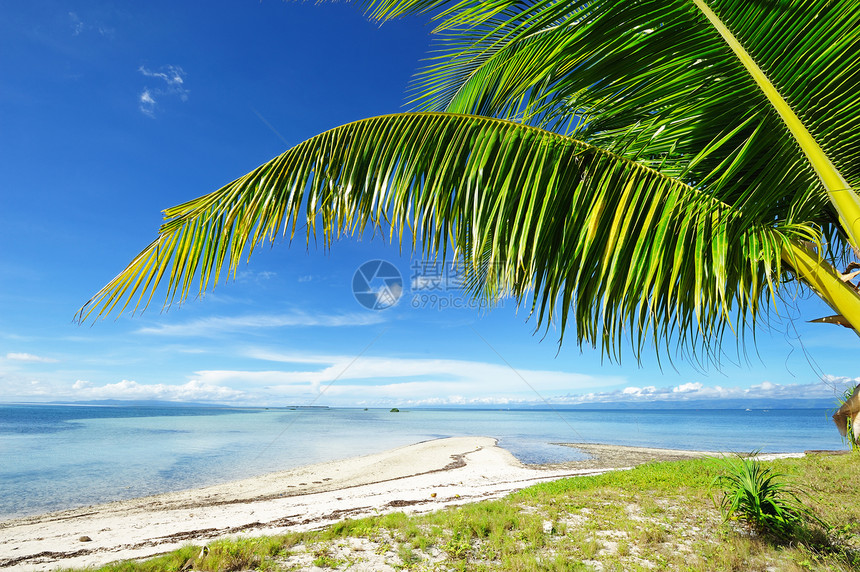 美丽的海滩风景海景边缘海浪海岸线蓝色海洋天空荒野处女图片