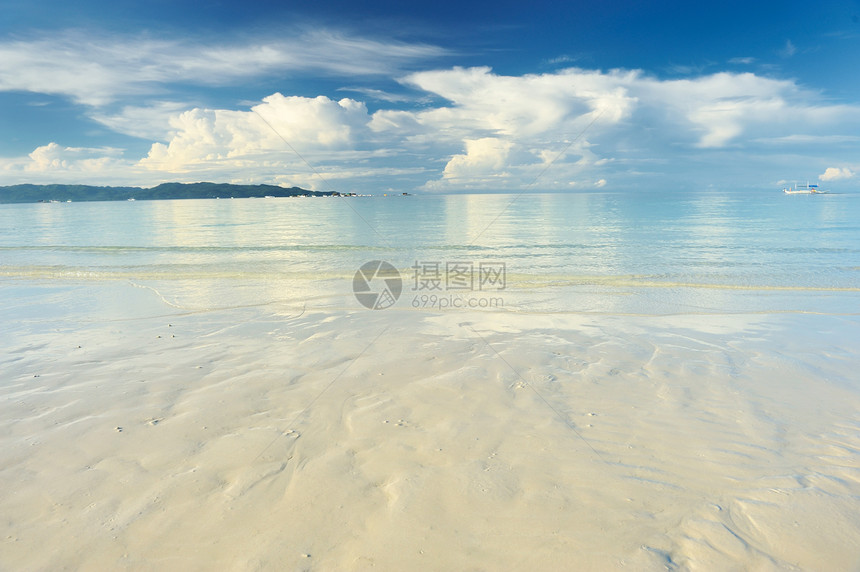 美丽的海滩边缘海洋处女热带海岸线风景海景蓝色荒野地平线图片