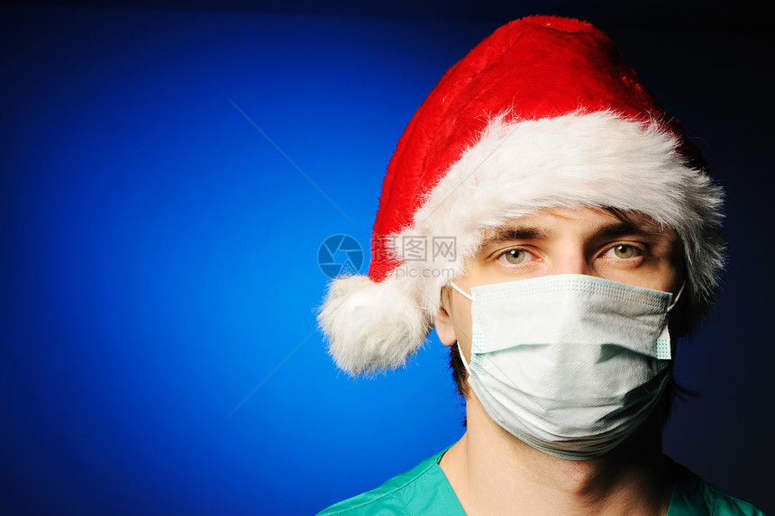 外科圣诞老人微笑外套保健卫生蓝色医生男性面具职业绿色图片