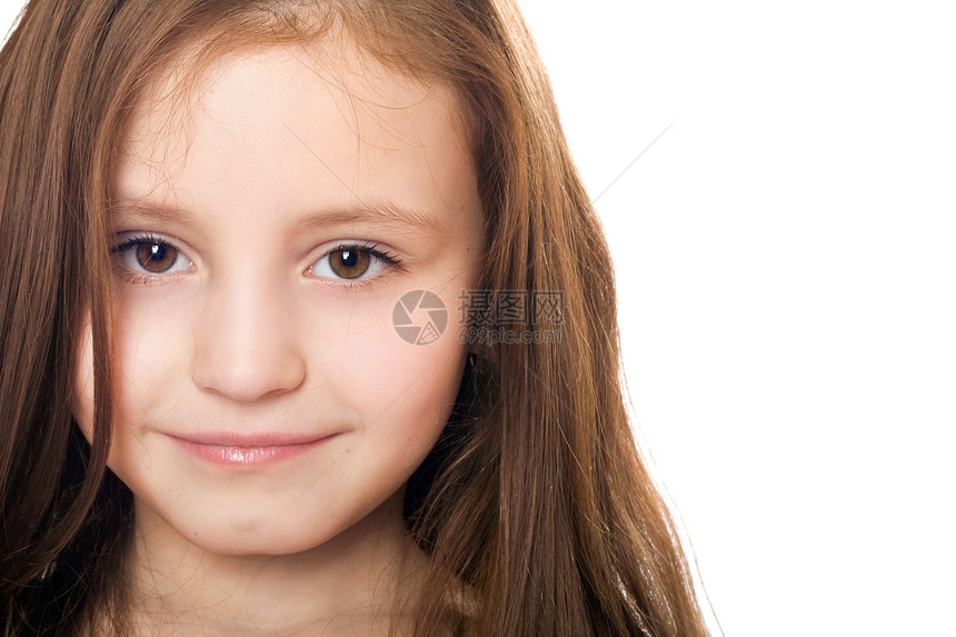 可爱小女孩的近身肖像 孤立无援图片