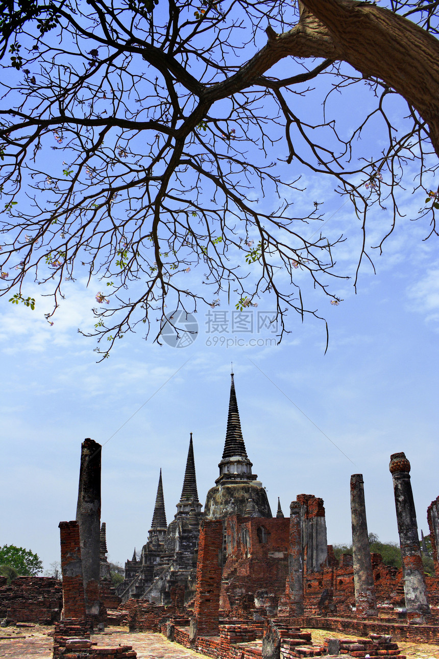 泰国Ayutthaya老齐阿姆寺庙教科文组织文字遗产历史性岩石艺术雕像建筑文明佛教徒旅行宗教文化图片