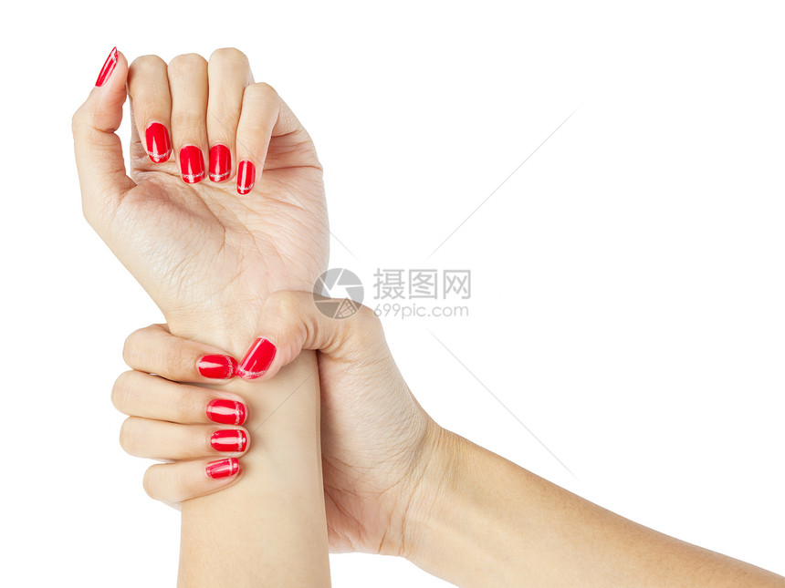 妇女用指甲修指甲的手奢华绘画治疗女性卫生抛光女孩温泉身体手指图片