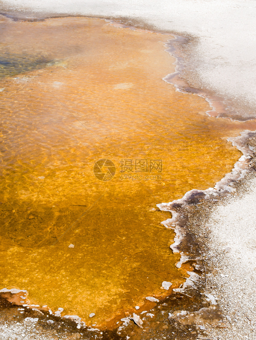 美国怀俄明黄岩国家公园喷泉水池黑沙火山矿物质地热盆地细菌橙子图片