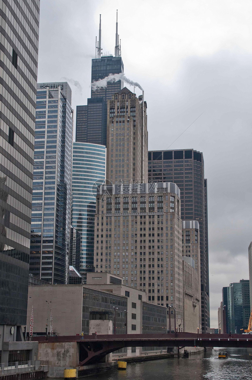 芝加哥天线地标景观市中心城市环形建筑太阳建筑学旅行摩天大楼图片