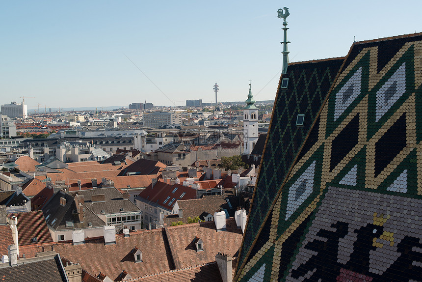 维也纳全景艺术天线历史性旅行宗教蓝色大教堂历史丘陵首都图片