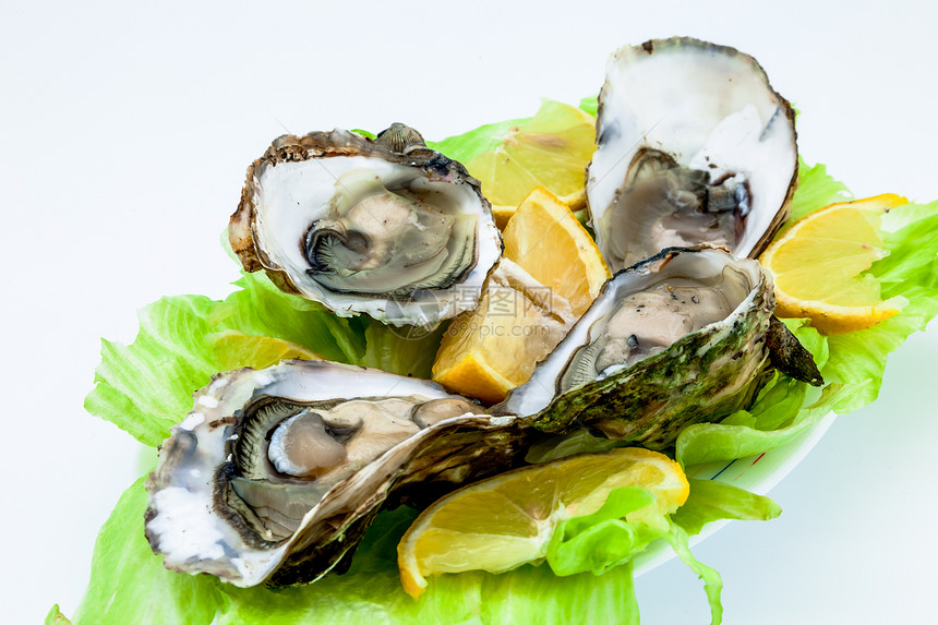 牡蛎海鲜壳类食物午餐柠檬熟食营养美食海洋奢华图片