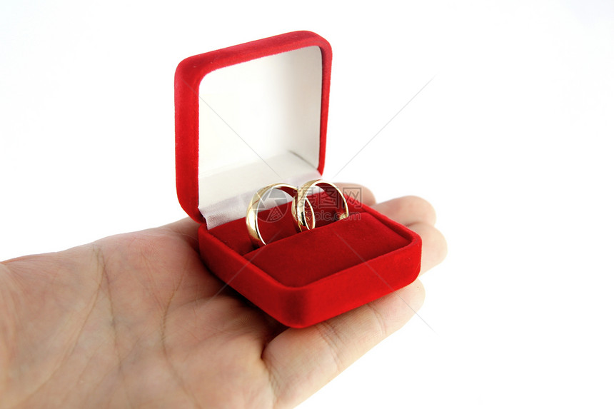戒指婚礼红色情人妻子珠宝盒子金属礼物仪式金子图片