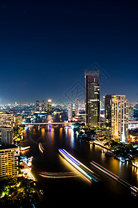 泰国曼谷夜市天际风景结构天空景观高密度摩天大楼外观场景背景图片