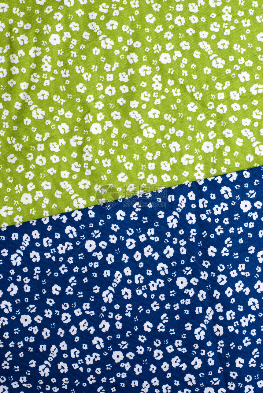 花织花织物蓝色绿色缝纫花朵图片