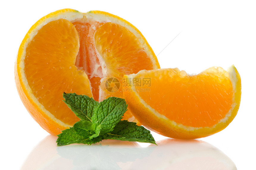橙果和薄片叶茶点薄荷柠檬水果美食芳香佛手柑热带疗法果皮图片