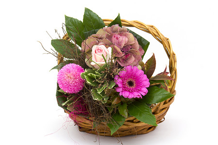 一篮子花朵在篮子中的花朵雏菊礼物玫瑰婚礼绣球花菊花叶子植物群妈妈们妈妈背景