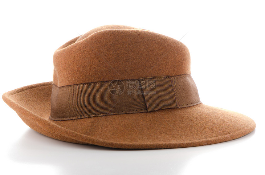 棕色旧帽子装饰金属毛毡古董女士丝带图片