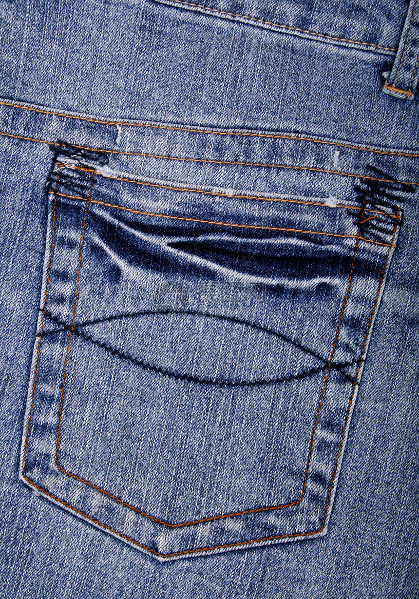 带口袋的蓝色牛仔裤面料衣服国家帆布织物纤维材料编织青年牛仔布靛青图片