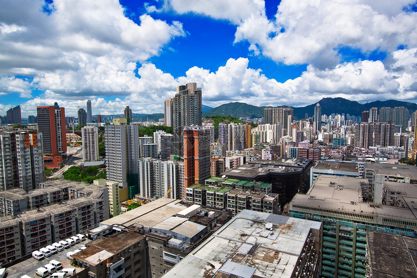 香港市市区建筑蓝色日落商业树木地标海滩建筑学街道天际图片