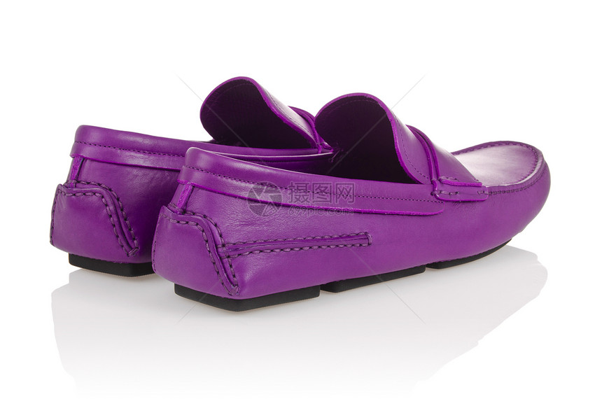 白色脱白的男性鞋正装反射齿轮靴子鞋类棕色橡皮皮革骡子紫色图片
