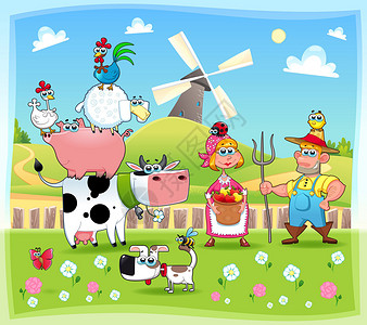 有趣的农场家庭 有趣的农场家庭背景图片