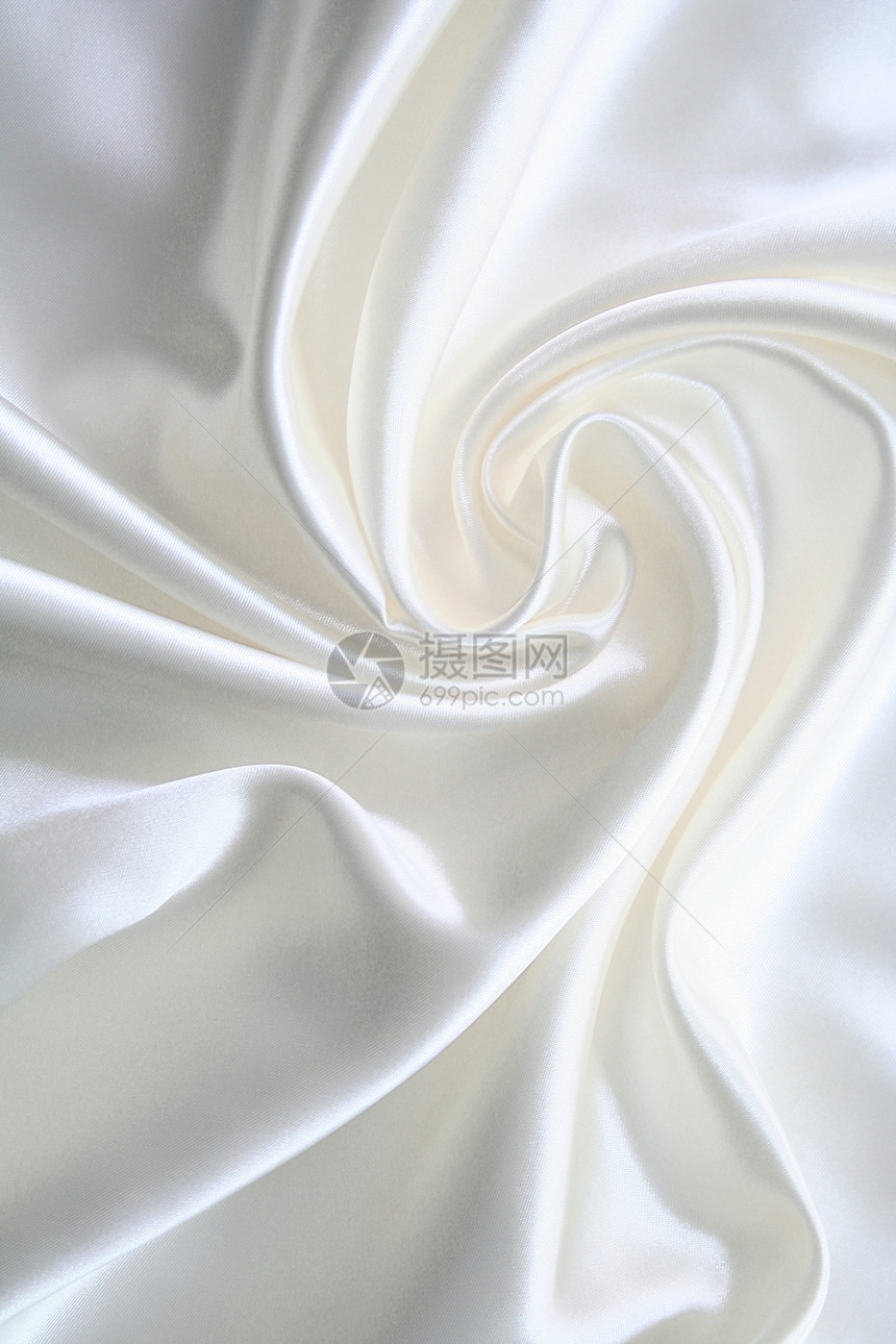 平滑优雅的白色丝绸布料海浪织物投标折痕新娘银色纺织品婚礼材料图片