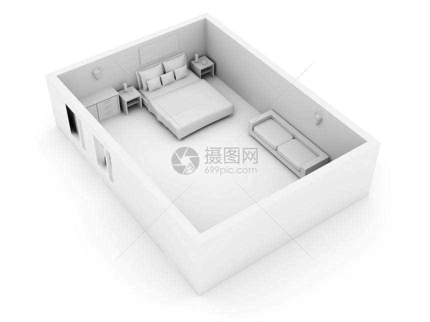 卧室软垫抽屉床头柜沙发建筑学房间房地产家具窗户毯子图片