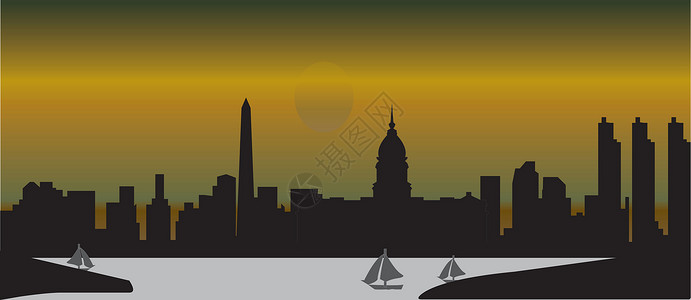 阿根廷多高布埃诺空气地标都市水平酒店港口建筑学城市旅行天际历史性插画
