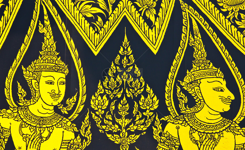 泰国传统艺术金子装饰品文化古董漩涡叶子红色金属建筑学风格图片