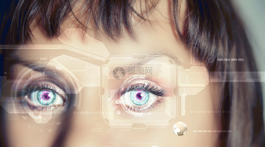 数字眼科学商业插图身份展示电脑扫描鉴别高科技安全图片