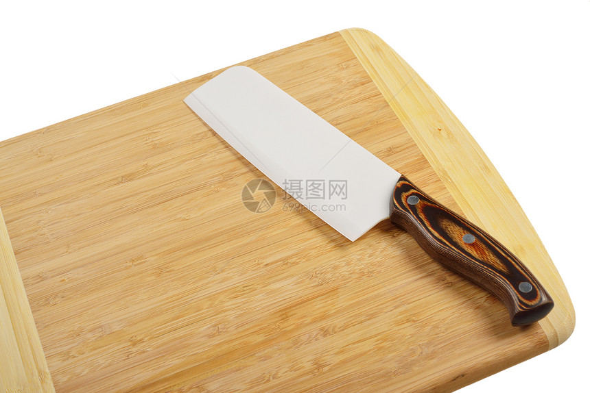用刀子砍木板厨房空白桌子硬木刀具用具烹饪木头图片