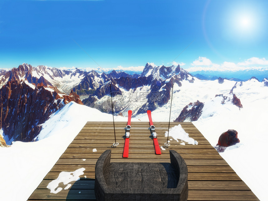 家庭剧院地面场景冒险天空太阳风景顶峰滑雪自由蓝色图片