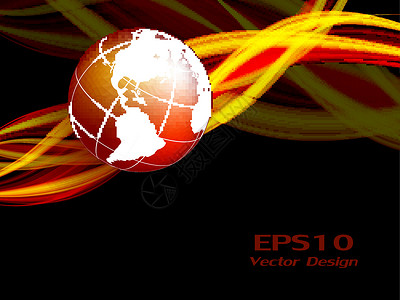 亮矢量现代框架 Eps10夹子打印曲线插图网络行星波浪状水平卡片世界背景图片