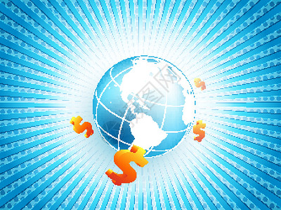 美元与地球美元矢量背景 Eps10货币条纹插图成功财富银行业地球生长投资数据插画
