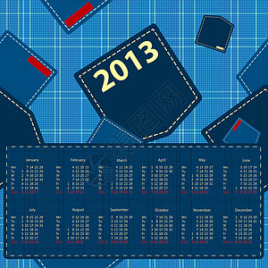 2013年日历创造力牛仔布艺术口袋背景图片