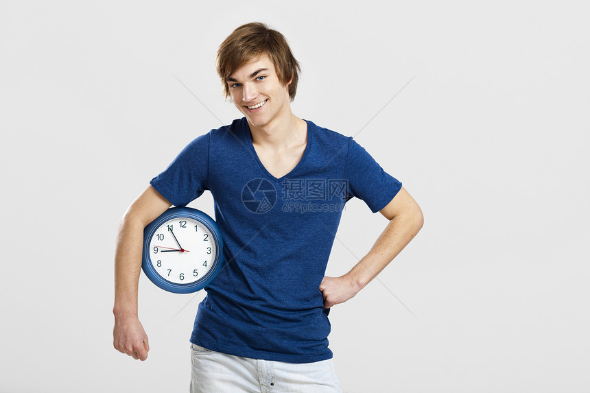 时钟人工作青少年会议时间男生日程蓝色滴答压力手表图片