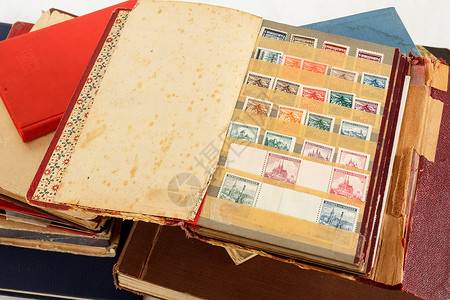 集邮邮票收藏专辑背景图片