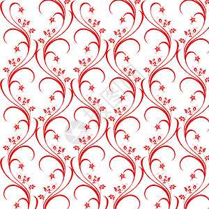 无缝裁缝花类模式叶子绘画红色白色创造力插图条纹装饰墙纸背景图片