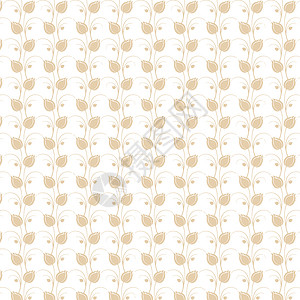 浅褐色的无缝裁缝花类模式叶子白色插图绘画褐色条纹墙纸插画
