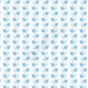无缝裁缝花类模式白色绘画插图墙纸叶子条纹蓝色背景图片