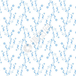 无缝裁缝花类模式插图条纹墙纸绘画装饰白色叶子蓝色创造力背景图片