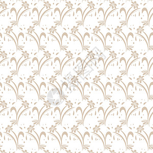 无缝裁缝花类模式叶子装饰褐色绘画白色插图墙纸创造力条纹背景图片