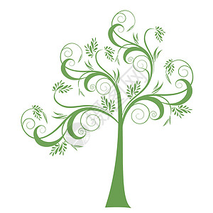 艺术树森林棕色插图漩涡绿色风格植物环境衬套季节背景图片