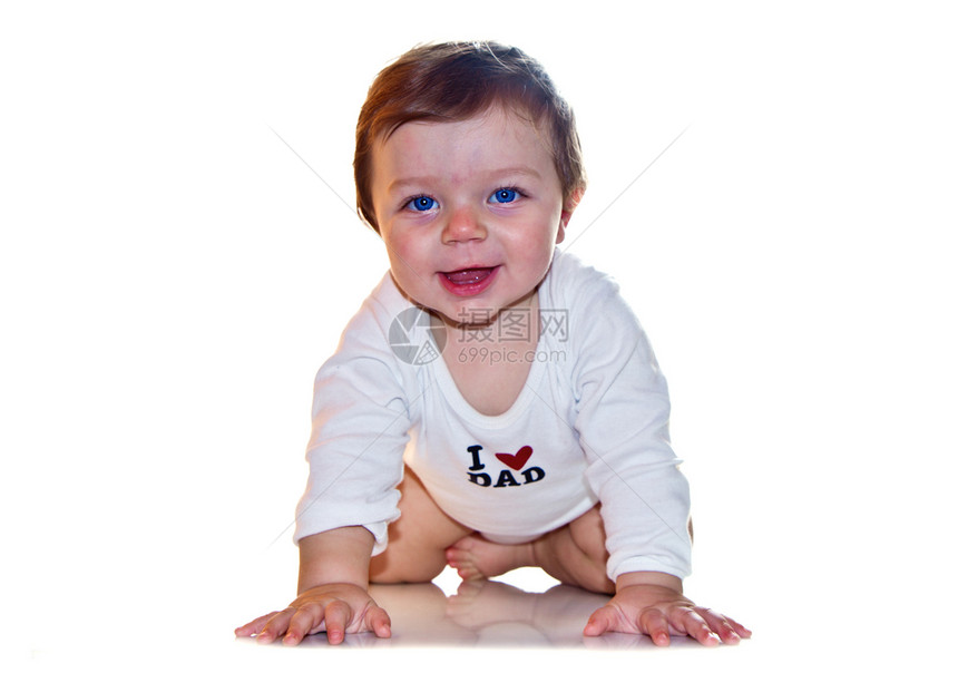 美丽的女婴肖像蓝色皮肤女孩女性喜悦手指新生快乐微笑乐趣图片