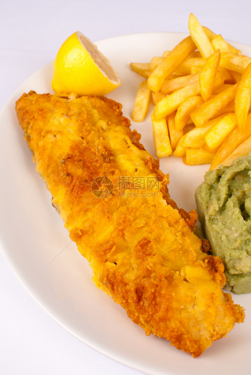 鱼和薯片薯条盘子服务英语海鲜午餐面包屑鱼片鳕鱼图片