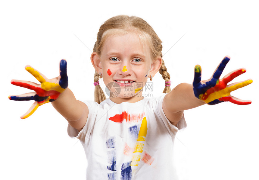手有涂漆的女子绘画女性手指女孩化妆品专注幸福乐趣学习快乐图片
