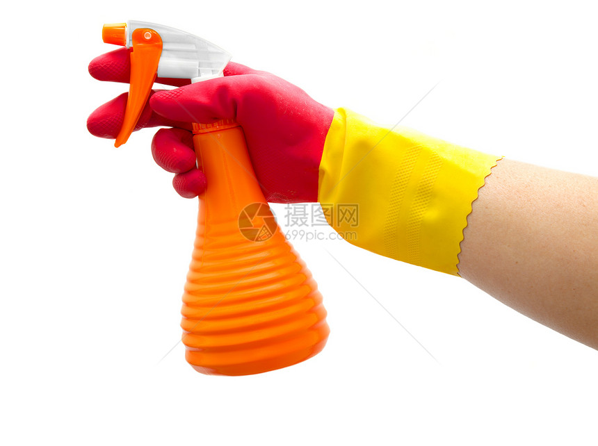 喷雾器瓶子蓝色整理洗涤剂家庭工具手套家政塑料家务图片