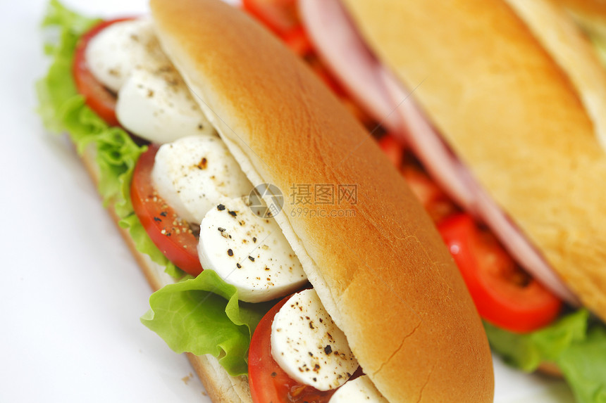 三明治加番茄和沙拉生物财产包子小吃食物素食者饼干壁画蔬菜面包图片